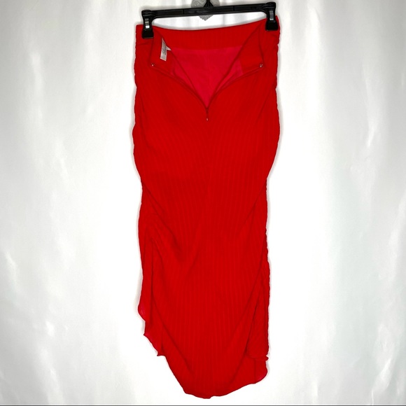 Lovers + Friends Brooke Midi Skirt XS Red Drawstring Ruched - Picture 7 of 12